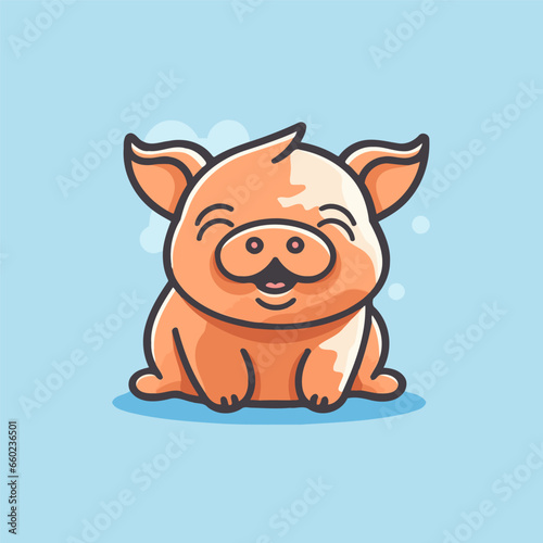 Cute pig cartoon character. Vector illustration in a flat style.
