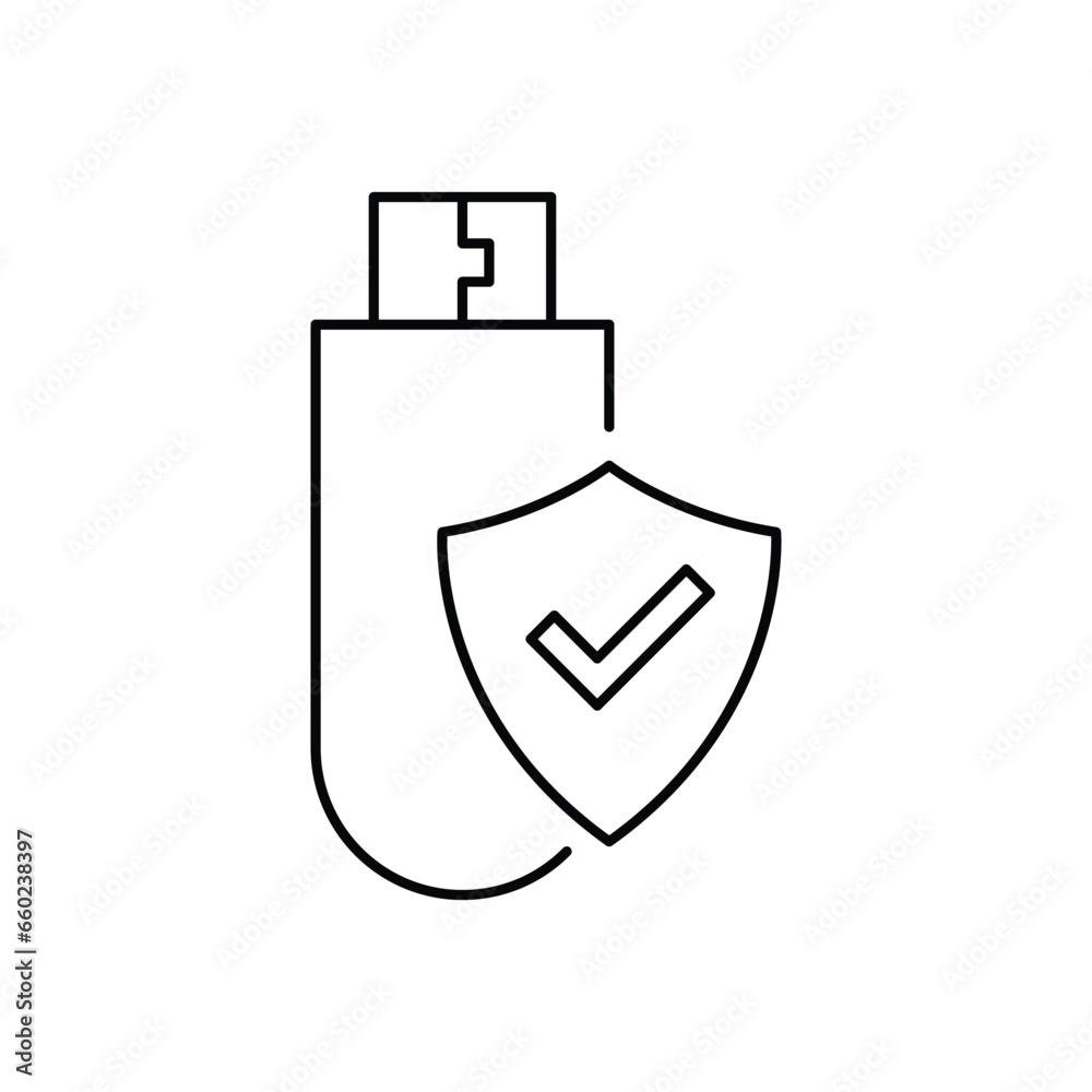 Flash drive security icon design. USB flash drive with padlock. isolated on white background. vector illustration Flash drive security icon design. USB flash drive with padlock. isolated on white background. vector illustration