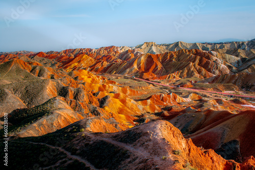 The way through the rainbow Colorful rock formations in the Zhangye Danxia