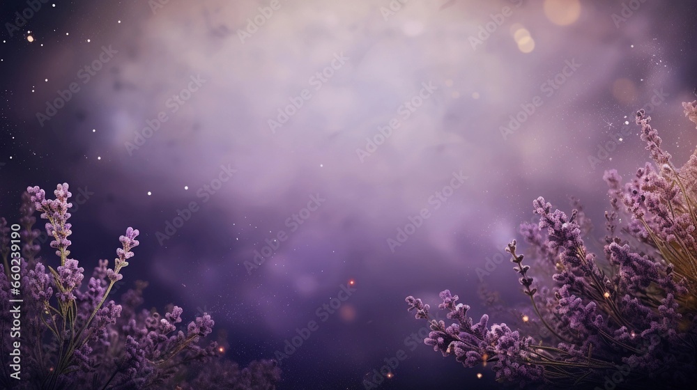 space for text on textured background surrounded by lavender flowers, background image, AI generated
