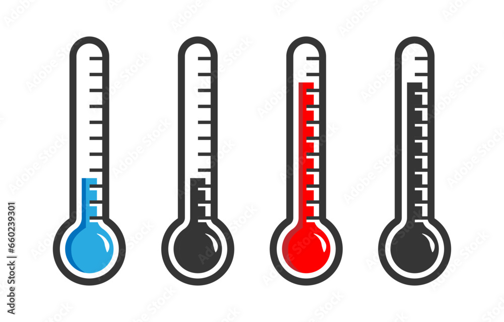 Thermometer icon vector design illustration in blue and red color. Cold and warm thermometer icon vector silhouette isolated Thermometer icon vector design illustration in blue and red color. Cold and warm thermometer icon vector silhouette isolated
