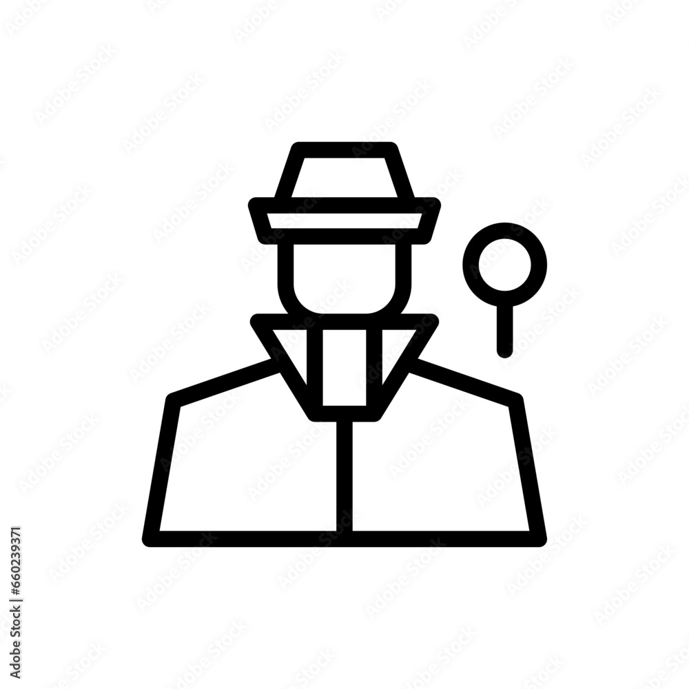 Inspector inspection icon with black outline style. inspector, construction, man, worker, inspection, building, person. Vector Illustration