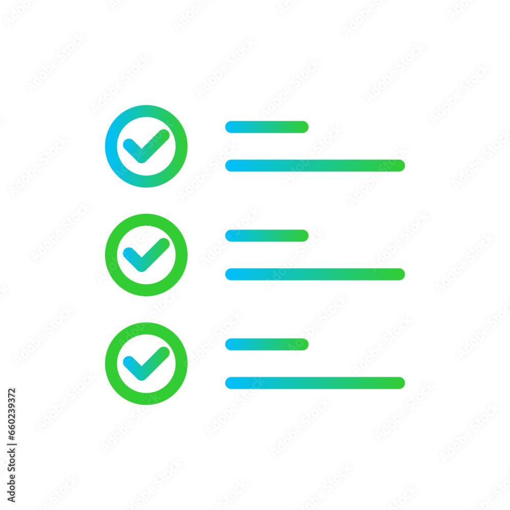 Checklist inspection icon with blue and green gradient outline style. check, checklist, list, mark, tick, business, choice. Vector Illustration Checklist inspection icon with blue and green gradient outline style. check, checklist, list, mark, tick, business, choice. Vector Illustration