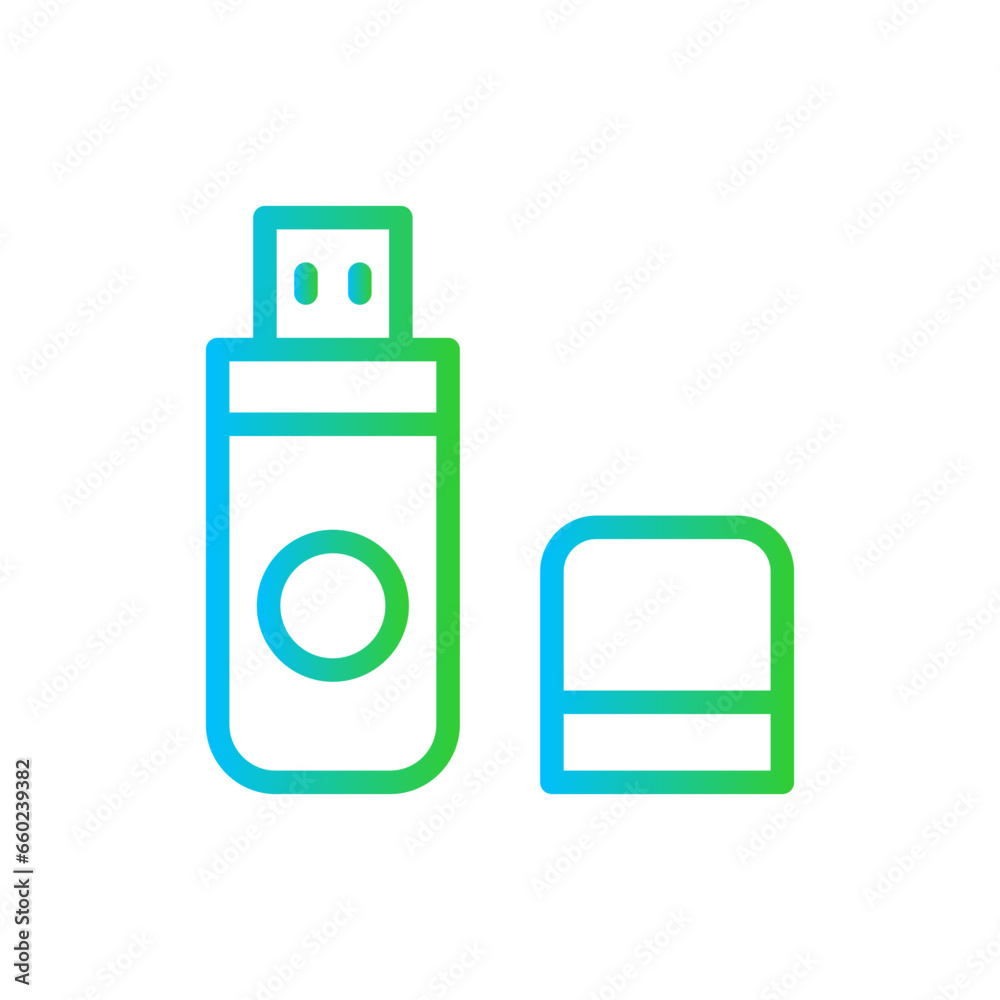 USB inspection icon with blue and green gradient outline style. usb, plug, technology, cable, port, connection, connector. Vector Illustration USB inspection icon with blue and green gradient outline style. usb, plug, technology, cable, port, connection, connector. Vector Illustration