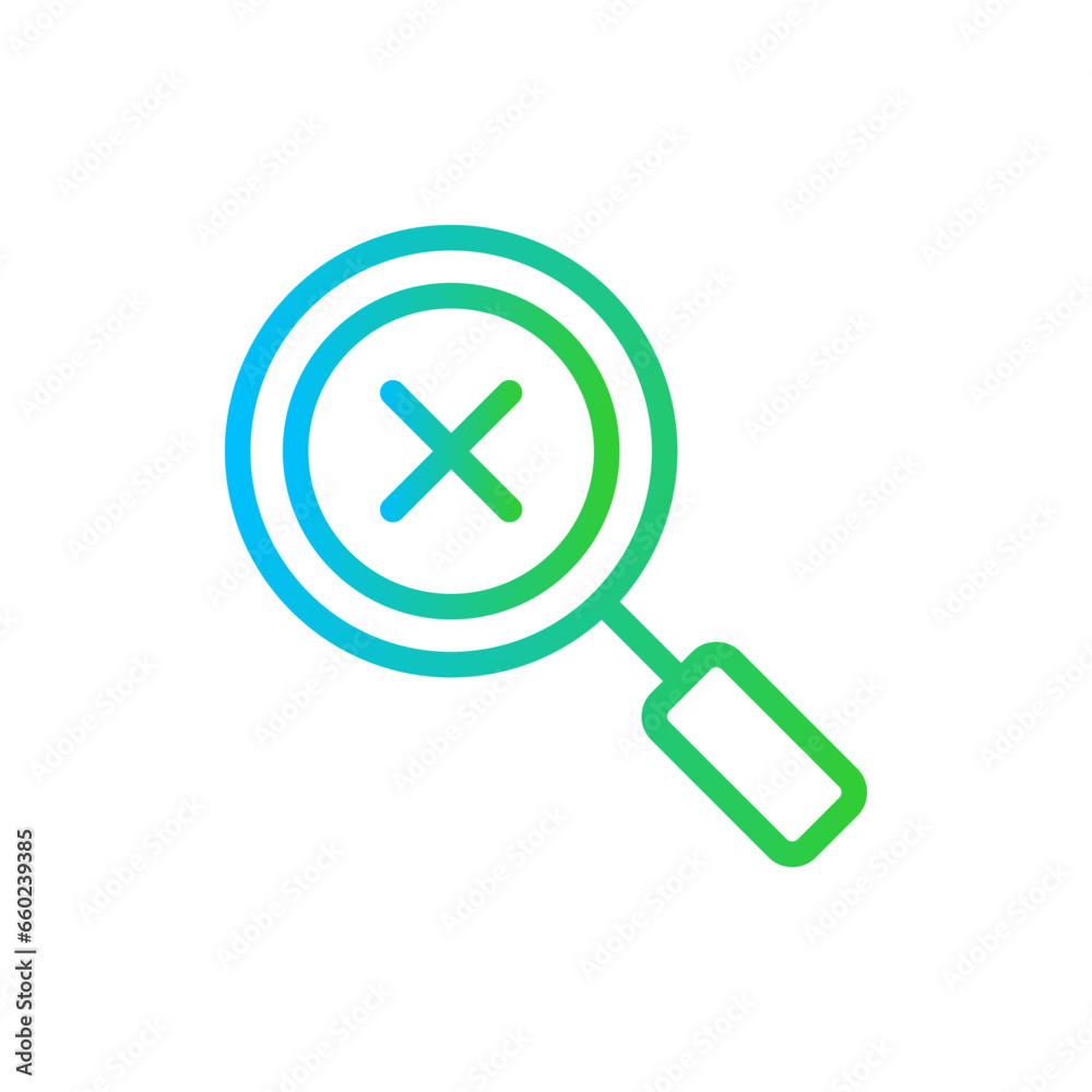Problem inspection icon with blue and green gradient outline style. problem, business, concept, idea, solving, strategy, solution. Vector Illustration Problem inspection icon with blue and green gradient outline style. problem, business, concept, idea, solving, strategy, solution. Vector Illustration