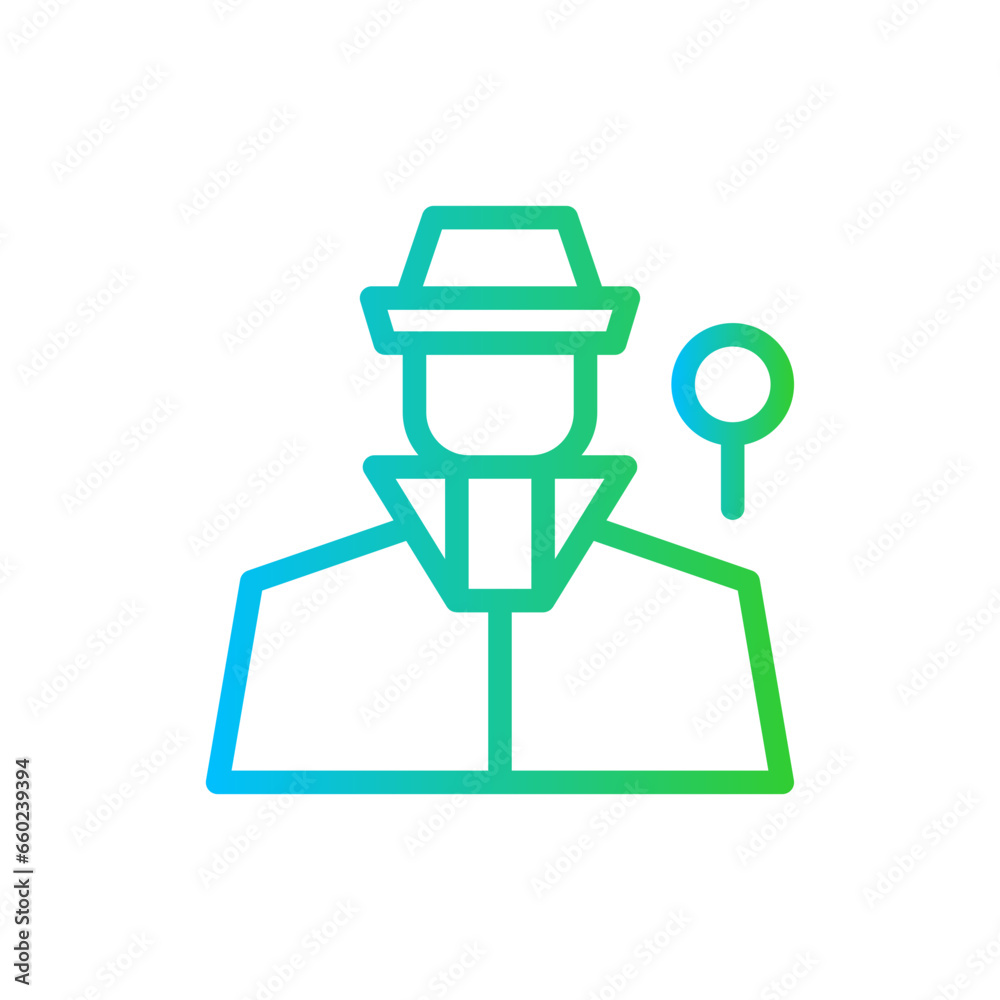 Inspector inspection icon with blue and green gradient outline style. inspector, construction, man, worker, inspection, building, person. Vector Illustration Inspector inspection icon with blue and green gradient outline style. inspector, construction, man, worker, inspection, building, person. Vector Illustration