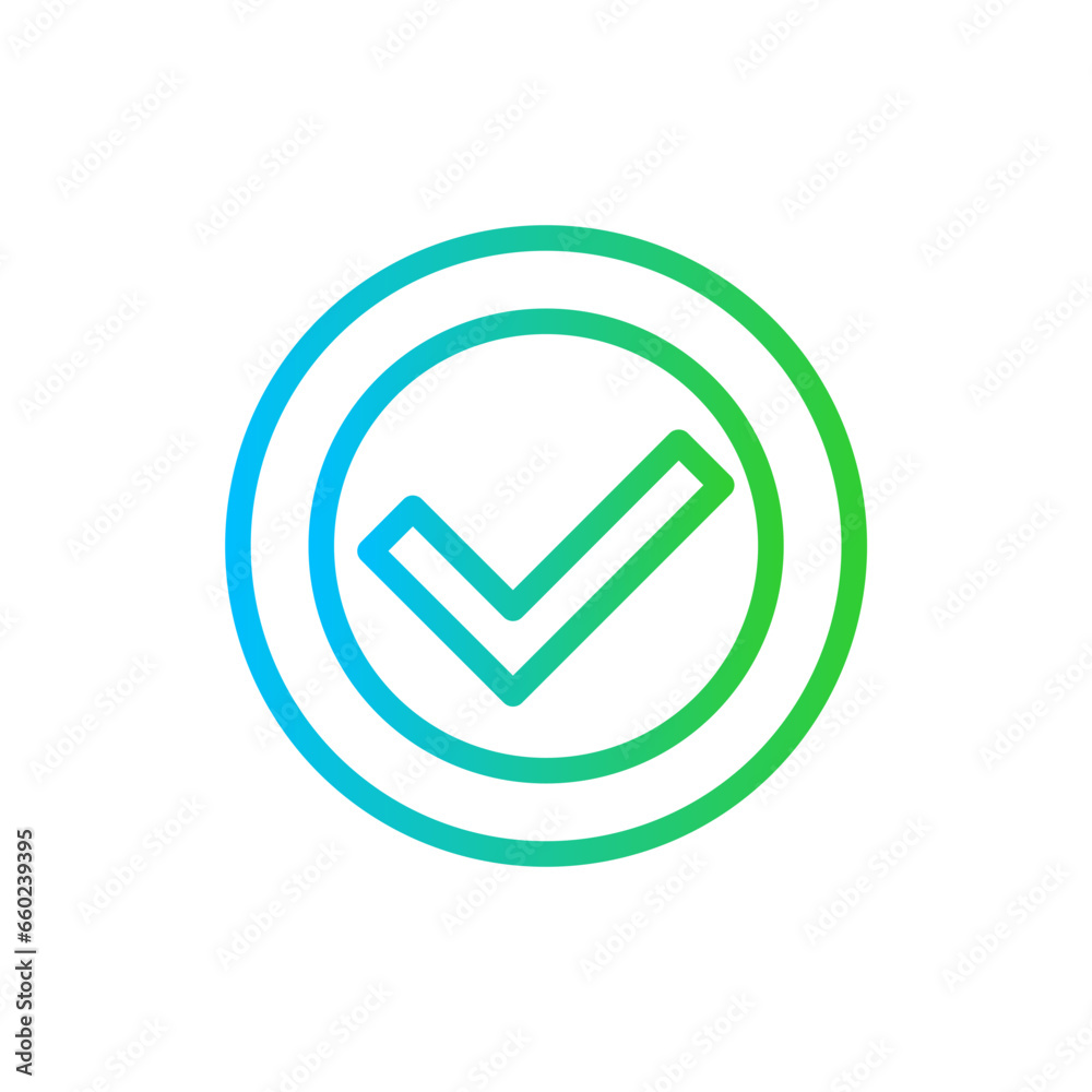 Verified inspection icon with blue and green gradient outline style. mark, sign, verified, badge, quality, symbol, approved. Vector Illustration Verified inspection icon with blue and green gradient outline style. mark, sign, verified, badge, quality, symbol, approved. Vector Illustration