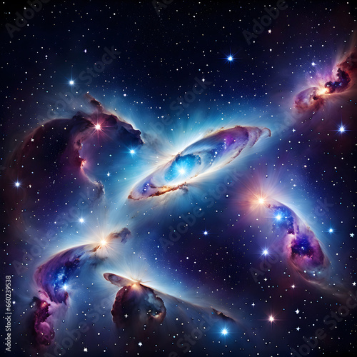 a space filled with lots of stars and nebulas, colorful nebula background, colorful nebulas. ai generative