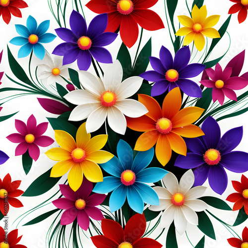 a bouquet of colorful flowers on a white background  floral flowers colorful. ai generative