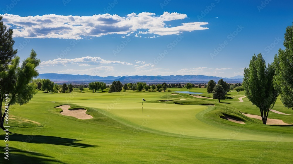 green golf course, clear weather views .Generative AI green golf course, clear weather views .Generative AI