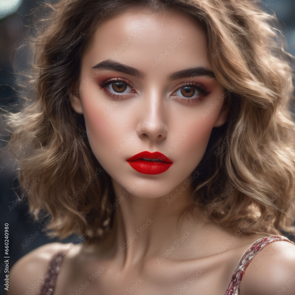 Fototapeta premium woman with red lips