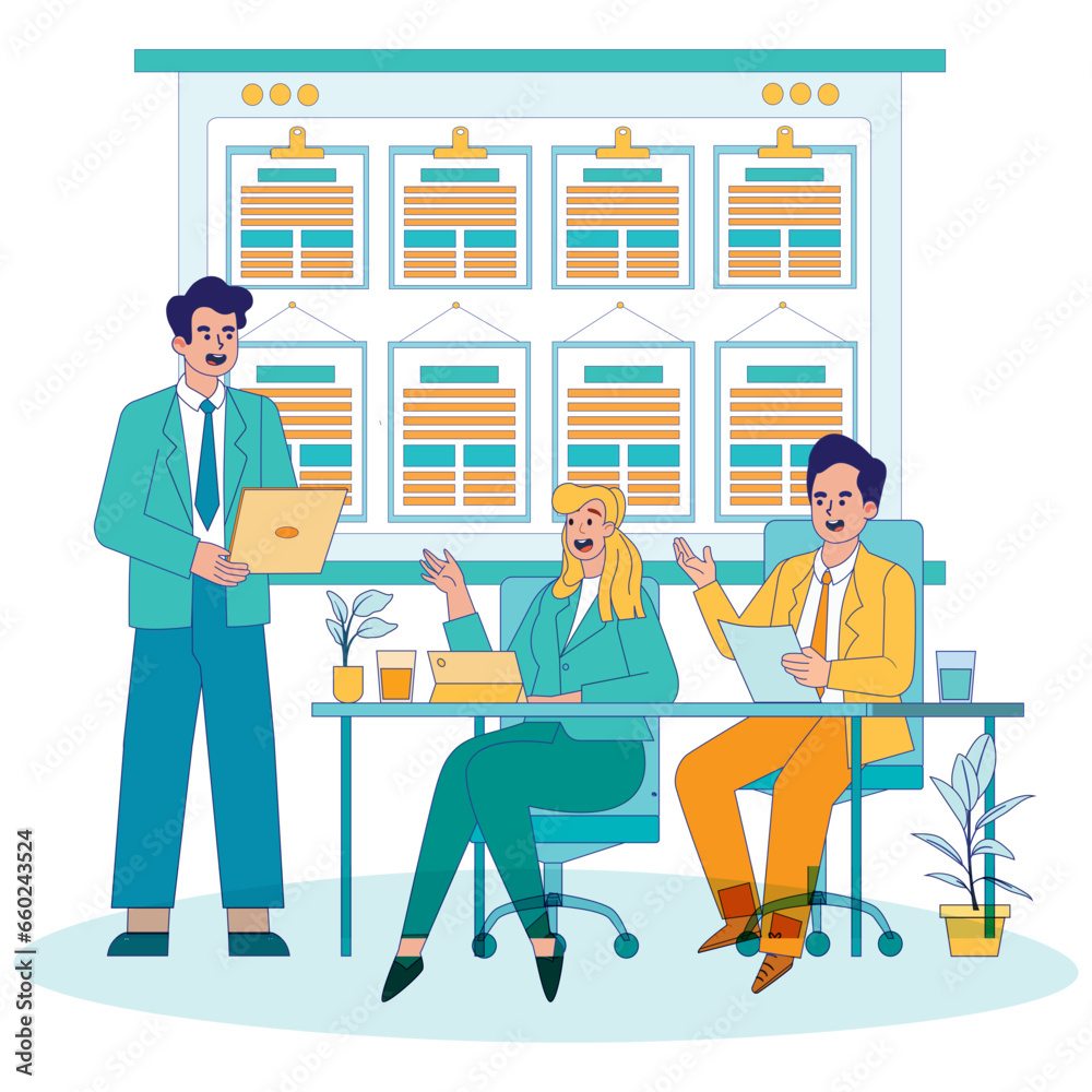 Planning and Strategy Discussion Vector Illustration