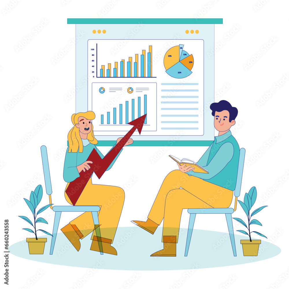 Upward Statistic Trends Vector Illustration