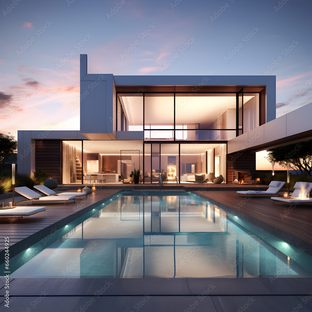 luxury hotel room with pool in the night luxury hotel room with pool in the night