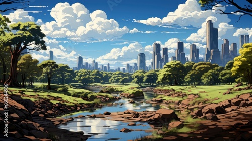 Central Park  cartoon vector Flat color 2D  Desktop Wallpaper Backgrounds  Background HD For Designer