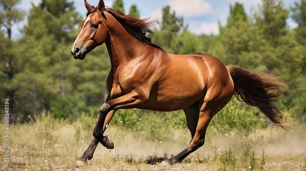 Fototapeta premium Horses running in the meadow