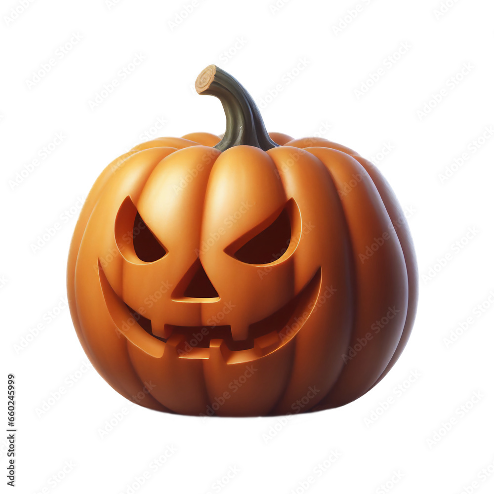 Halloween Jack-o-lantern pumpkin isolated on a transparent background