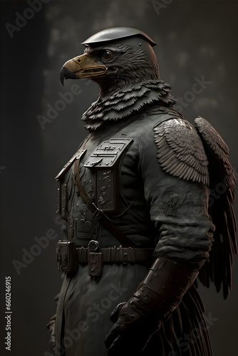a humanoid eagle as a soldier of the first world war8k cinematic full body 