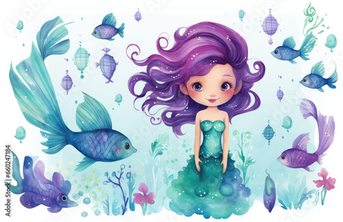 mermaid and fish illustration