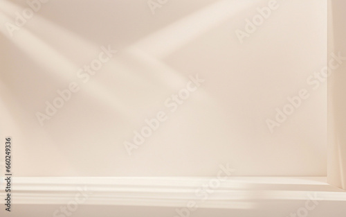 Background image for design or product presentation, with a play of light and shadow, in light, warm neutral tones