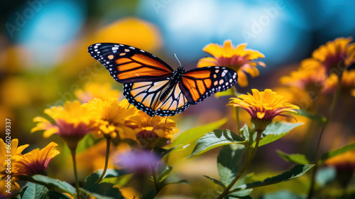 A beautiful close-up of a butterfly sitting on a flower © red_orange_stock