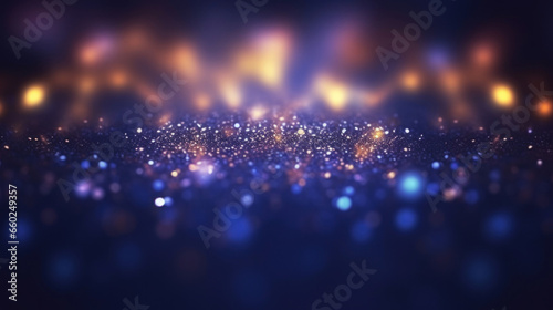 Abstract background with blue and purple particles. Christmas background