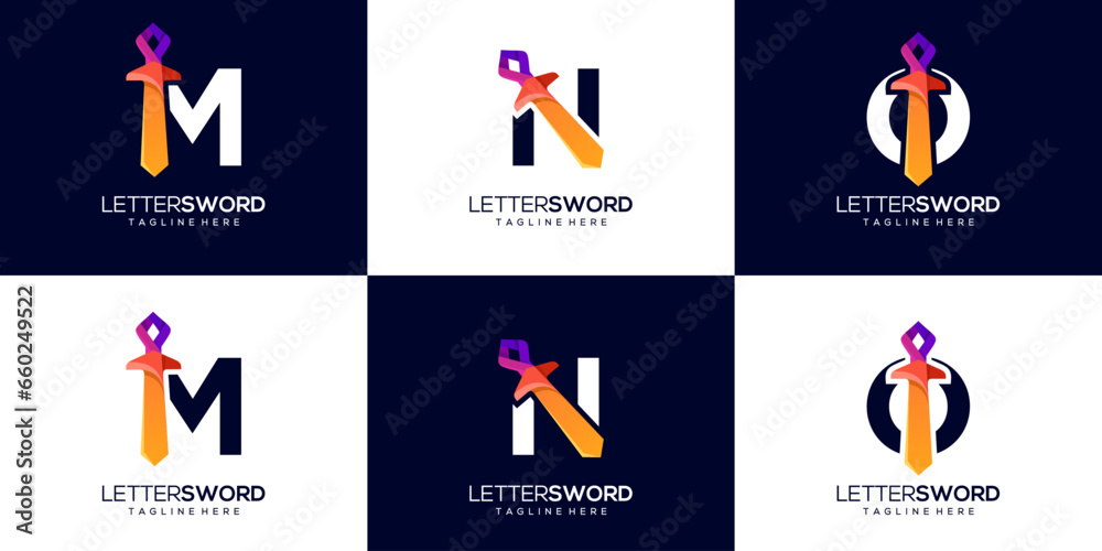 Fototapeta premium Alphabet combination with the sword logo bundle