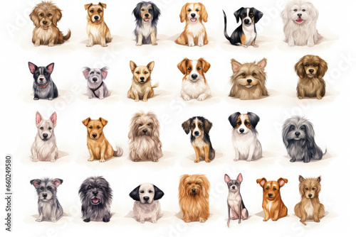 set dogs of different breeds in watercolor style © Kien