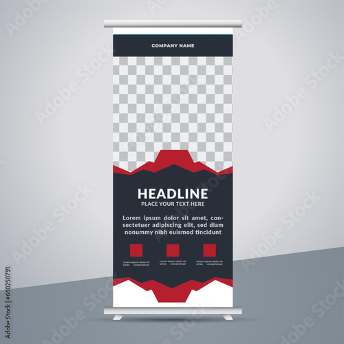  modern business stand banner with creative red shapes