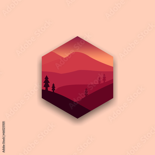 sunset landscape illustration design