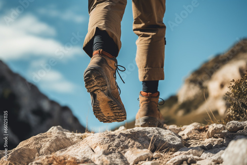 Hiking Boots, Hiking through Nature, Taking a Step