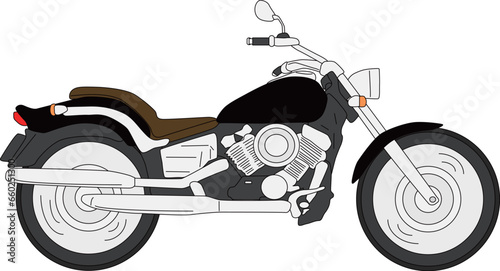 カッコいいクラシックなアメリカンバイクのイラスト「ブラック」