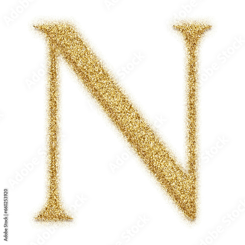 Gold glitter alphabet letters from A to Z, isolated on transparent background, uppercase. This is a part of a set which also includes numbers and symbols