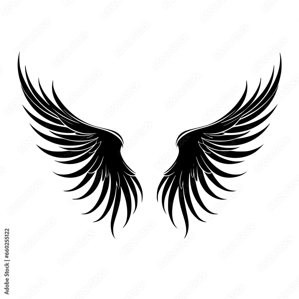 Obraz premium Wings Bird Angel Abstract Line art Simple Logo Illustration Object Art Abstract