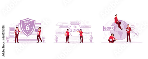 Company IT experts protect data information. Explain the five reasons for business data protection. Protect company business data information thoroughly. General Privacy concept. 