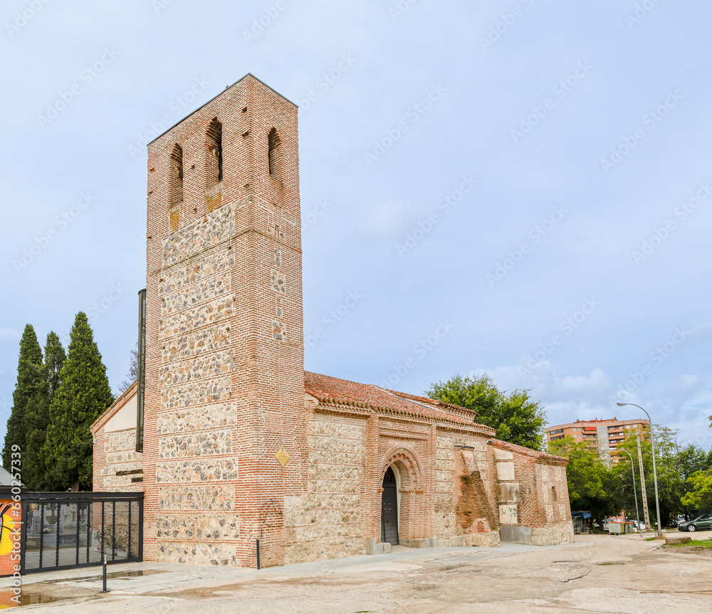 Madrid, Spain - September 17, 2023: medieval moorish church called Santa Maria la Antigua of the century XIII in Madrid, Spain
