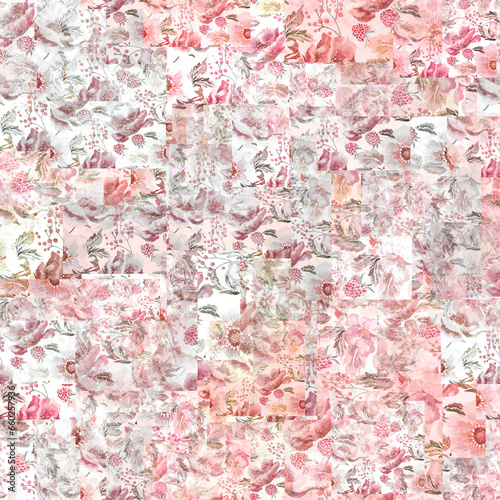 pattern with pink flowers watercolor abstract wallpaper 