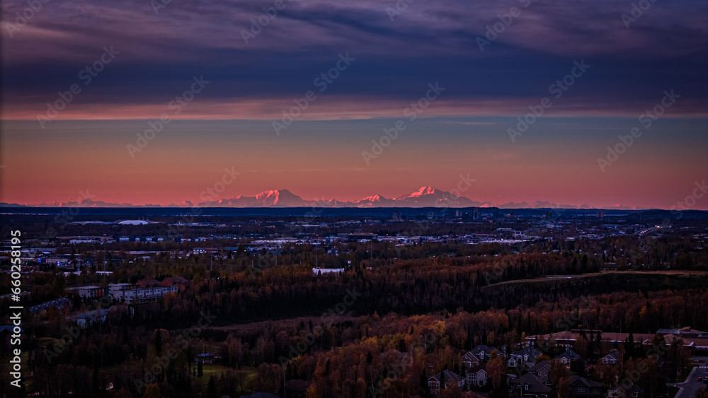 Mountain Range Sunset Alaska