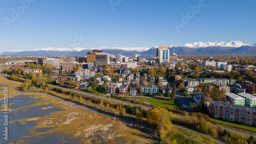Foto Aerial view of downtown Anchorage Alaska
