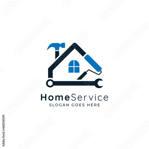 Home services logo, house maintenance and paint service logo design