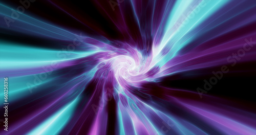 Purple hypertunnel spinning speed space tunnel made of twisted swirling energy magic glowing light lines abstract background
