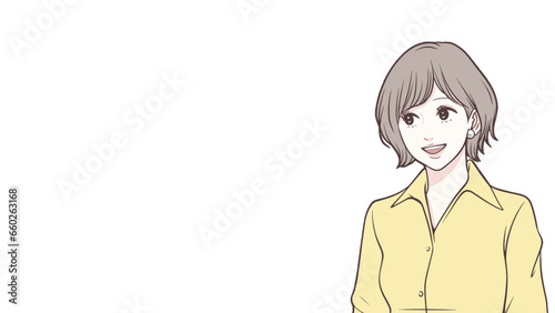 説明をする女性のイラスト