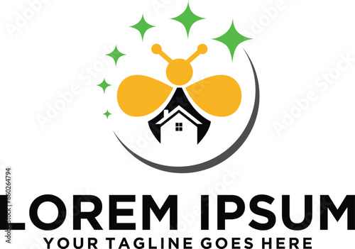 Bee house cleaning service logo