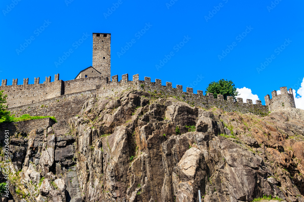 Castelgrande castle in Bellinzona, Switzerland. Unesco World Heritage