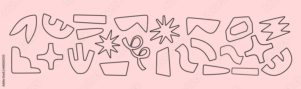 Abstract outline fun shapes illustration. Set of abstract outline fun shapes illustration Abstract outline fun shapes illustration. Set of abstract outline fun shapes illustration
