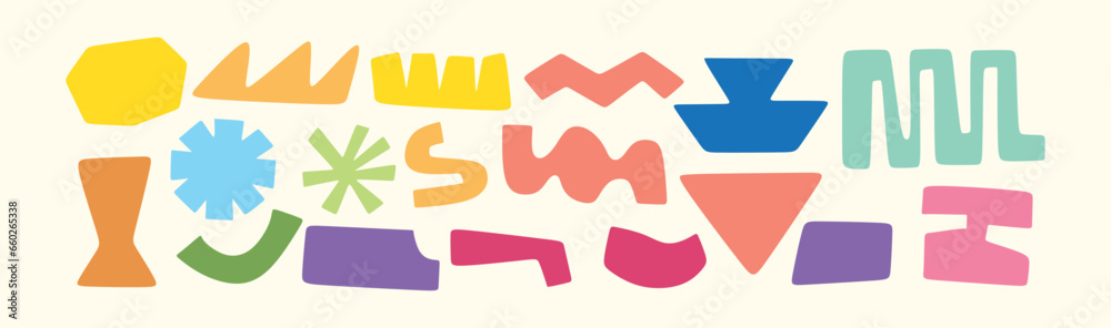 Abstract fun shapes illustration. Set of colorful abstract fun shapes illustration. Abstract fun shapes illustration. Set of colorful abstract fun shapes illustration.
