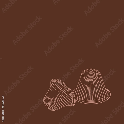 Coffee capsule, hand drawn brown silhouette