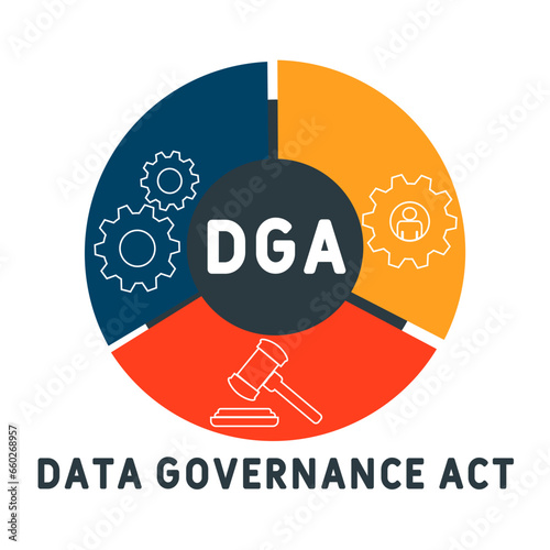 DGA - Data Governance Act acronym. business concept background.  vector illustration concept with keywords and icons. lettering illustration with icons for web banner, flyer, landing