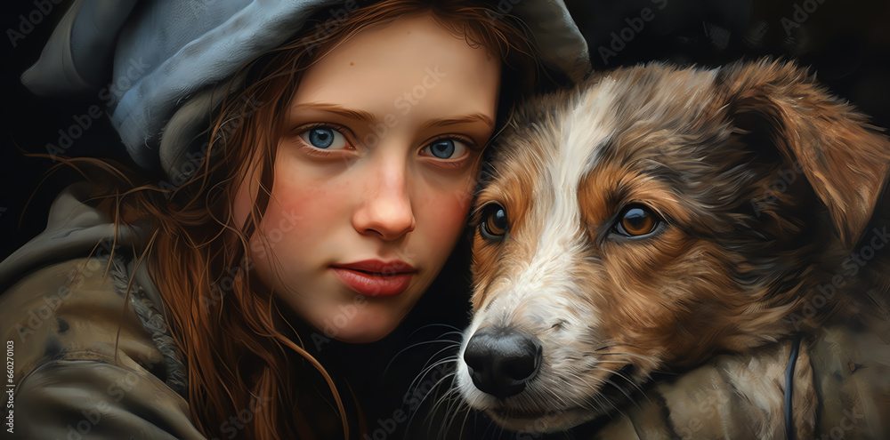 A beautiful portrait of a woman with her loyal canine companion