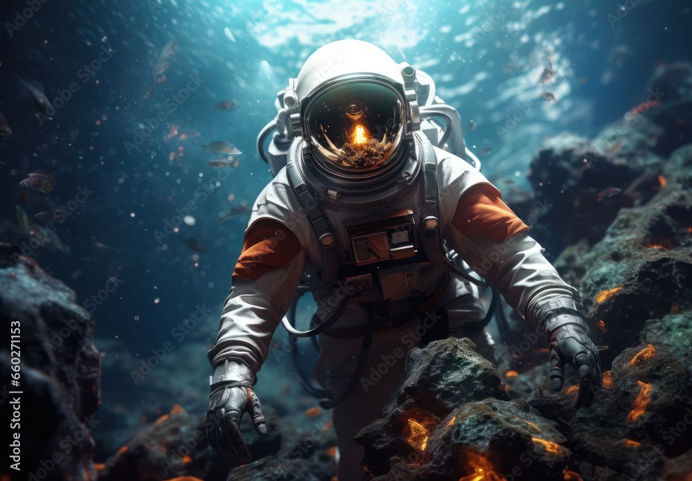 Obraz premium person in a mask underwater